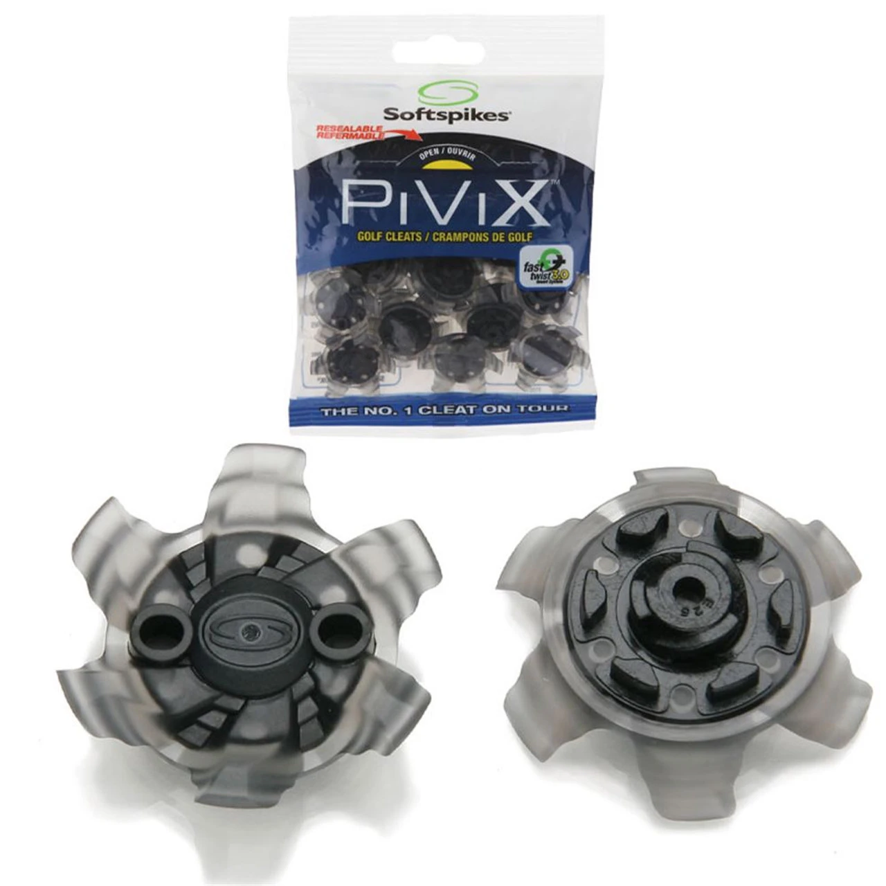 SoftSpikes PiViX Golf Cleats - Fast Twist 3.0 Gray/Black